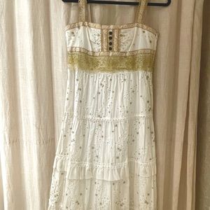 Gorgeous white eyelet and gold lace dress